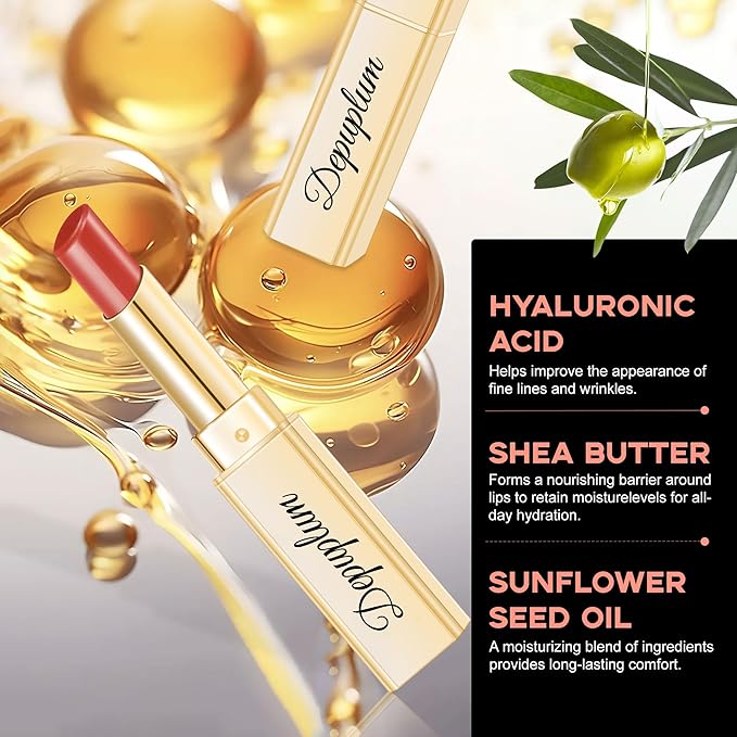 Depuplum Brown Lipstick for Women Hydrate Cream Lipstick Moisture Lip Gloss Sheer-Medium Coverage Shine Long Lasting Lipsticks for Dry Lips, DM94 Caramel