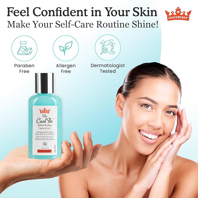 Shaveworks The Cool Fix Aftershave for Women: Pubic Hair Removal, Razor Bumps, Razor Burns, Ingrown Hair Treatment – After Shaving Post Waxing Bikini Area Moisturizing Skin Care Gel 2 Fl Oz