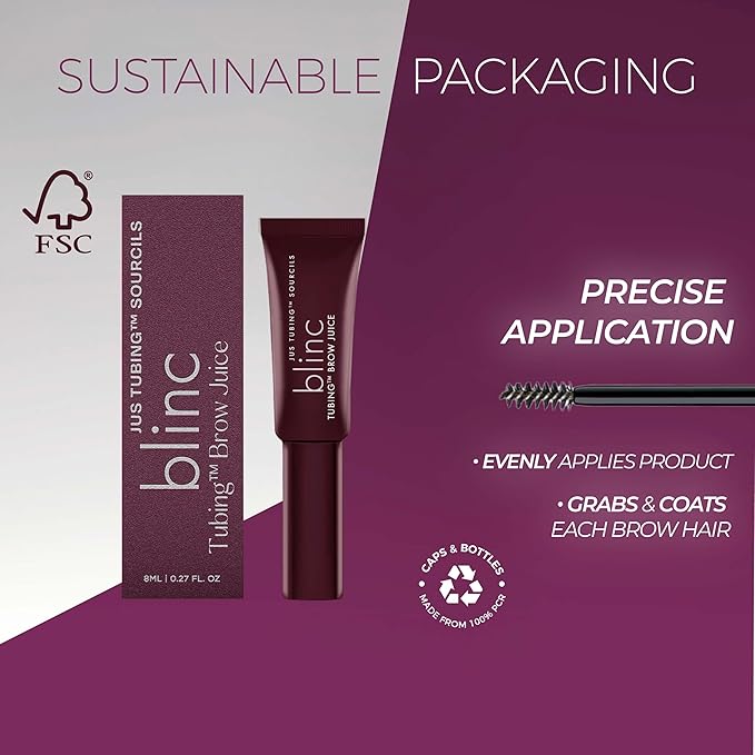 Blinc TUBING Brow Juice, Daily Brow Shield & Conditioning Formula for Longwear Hold, Soft Lamination Effect & Brow Lamination Aftercare, Hydrating & Protective, Gluten-Free, 8mL, 0.27 Fl. Oz
