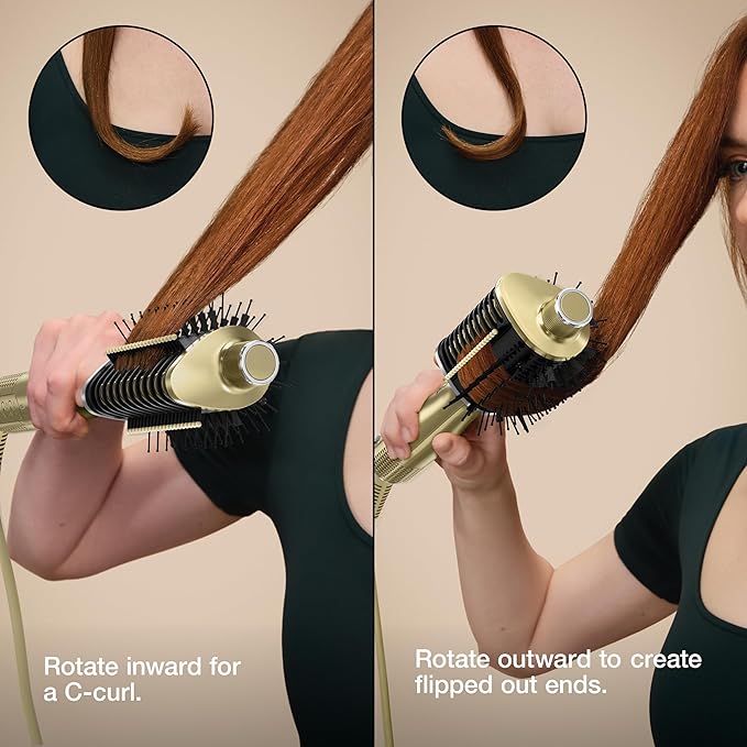 Shark Glossi 2-in-1 Hot Tool and Air Glosser, Ultra-Fast, Ultra-Glossy Blowouts at-Home, Heat-Controlled Ceramic, Curly, Coily, and Color Friendly, Liquid Gold, HT302GD