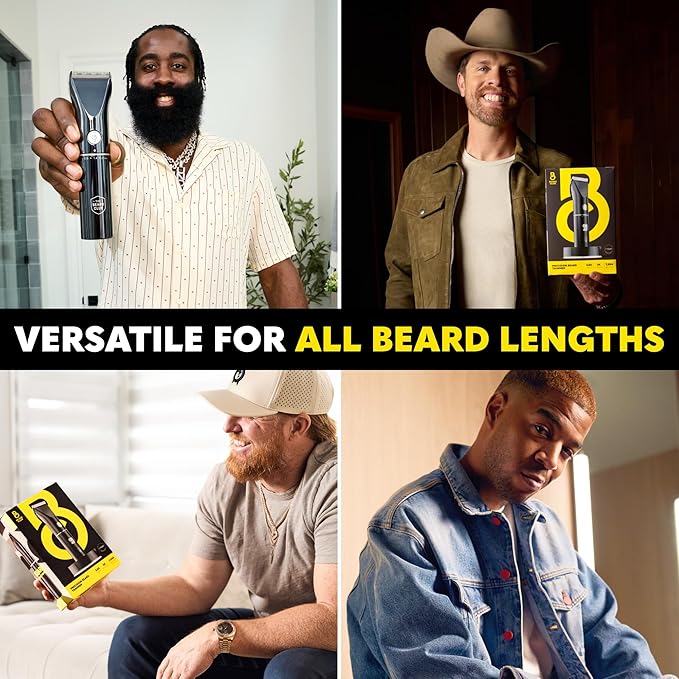 The Beard Club Beard Trimmer for Men - Electric Cordless Rechargeable Beard & Hair Trimmer - High Power 7000 RPM - 8 Color Guides 45 Unique Trim Lengths - Travel Lock
