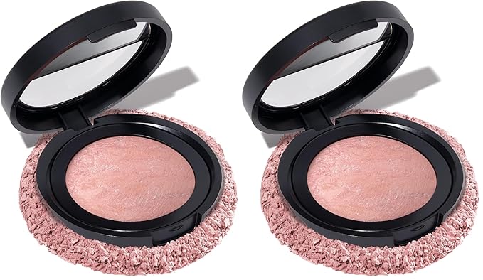 LAURA GELLER NEW YORK Baked Blush-n-Brighten Marbleized Blush for Cheeks - Ethereal Rose - Natural Finish - Buildable Color (Pack of 2)
