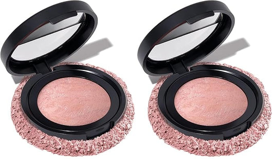 LAURA GELLER NEW YORK Baked Blush-n-Brighten Marbleized Blush for Cheeks - Ethereal Rose - Natural Finish - Buildable Color (Pack of 2)