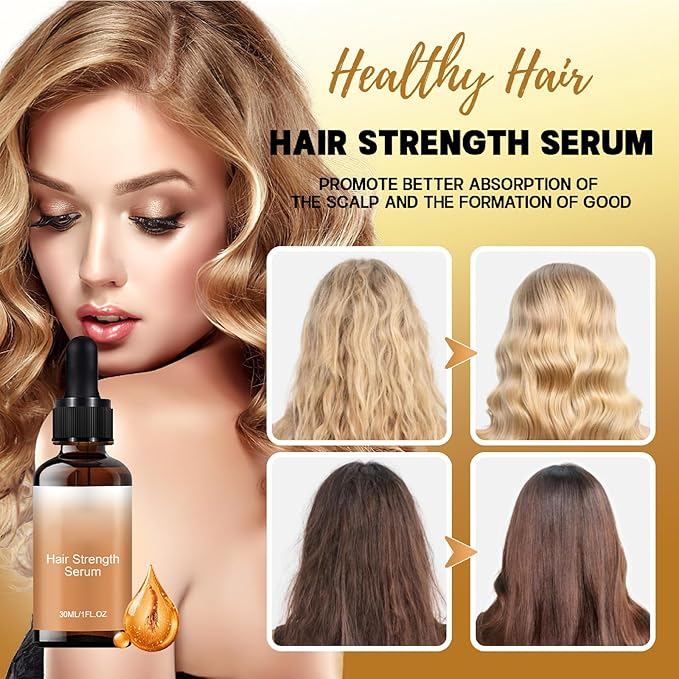 Hair Oil + Scalp Massage Roller Set, Hair Care Oil with Castor Oil and Mineral Oil, Hair Strength Serum Oil for Dry, Damaged & Split Ends, 30ML (1Fl Oz)