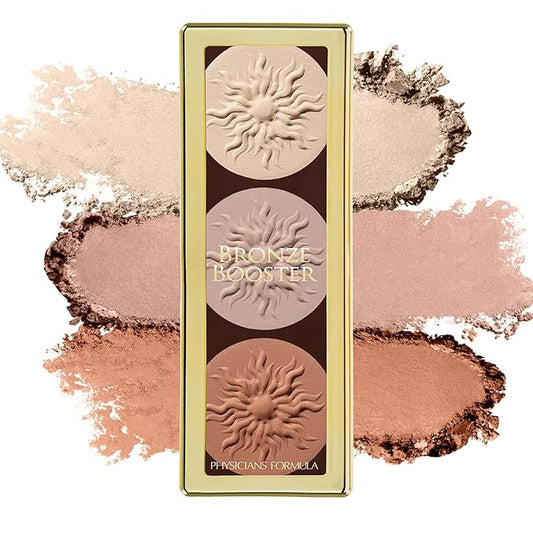 Physicians Formula Bronze Booster Highlight & Contour Palette with Brush, Blendable & Buildable Finish - Matte Sculpting