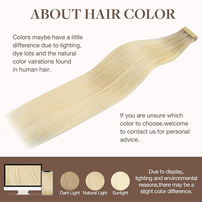 GOO GOO Tape in Hair Extensions Human Hair, R7/60F Rooted Ash Blonde with Frosted Highlights, 10inch 30g 20pcs, Skin Weft Seamless Invisible, Silky Straight with Thick Ends, Remy Human Hair