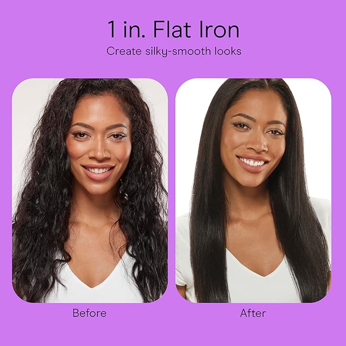 Conair Double Ceramic Flat Iron, 1-Inch Flat Iron, 5 Digital Temp Settings Up to 410°F, Extra-Long Plates, For All Hair Types and Textures, White