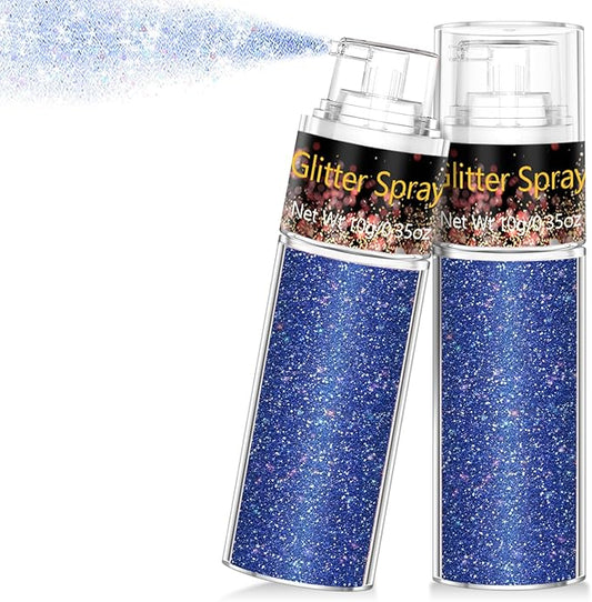 Hair and Body Glitter Spray, 1PC Glitter Hairspray Dry Powder Makeup for Clothes, Festival Rave Prom Loose Sparkle Powder,Holographic Ultra Fine Resin Glitters for Crafts (1PC Blue)