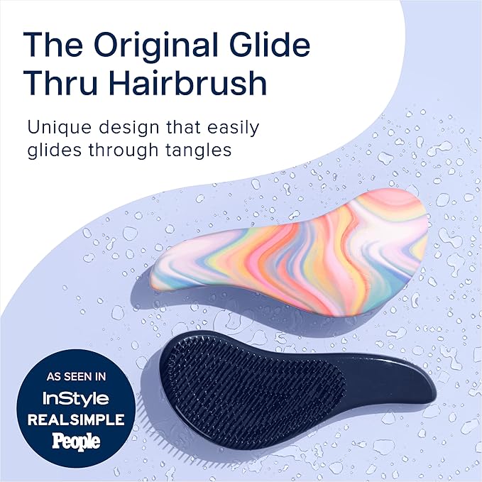 Crave Naturals Glide Thru Hair Brush - Detangler Brush for Curly, Straight, Wet or Dry Hair - Gentle Detangling Brushes for Adults, Kids, Toddlers - Hair Accessories for Women - 7.5x3" Soft Hazy Swirl