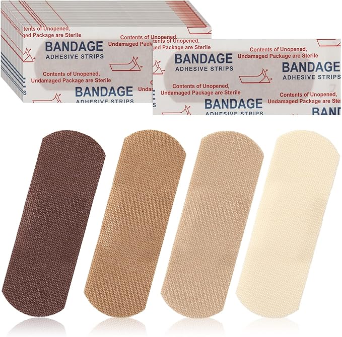 Sosation 200 Count Skin Color Bandages Flexible Fabric Adhesive Bandages Wound Care Strips Help Protect Cuts First Aid Favor for Cuts Scrapes Scratches Protection Inclusivity(Multicolor)