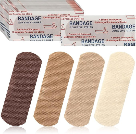 Sosation 200 Count Skin Color Bandages Flexible Fabric Adhesive Bandages Wound Care Strips Help Protect Cuts First Aid Favor for Cuts Scrapes Scratches Protection Inclusivity(Multicolor)
