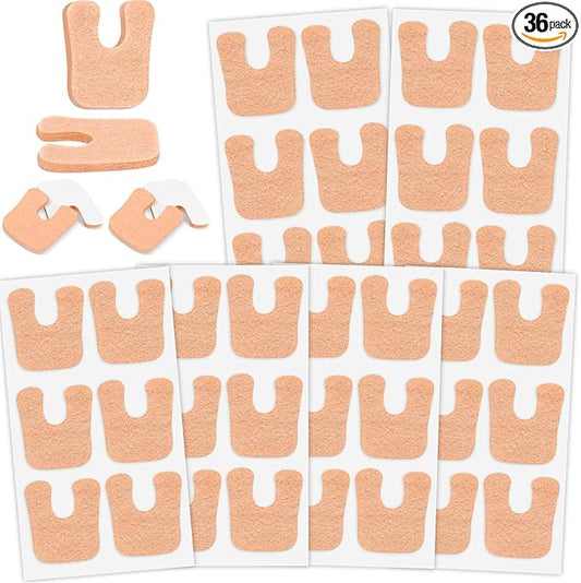 36 Pcs U-Shaped Callus Cushions, Soft Corn Pads for Foot Bottom, Felt Adhesive Metatarsal Pads, Beige Heel Protectors for Pain Relief, Prevent Calluses from Rubbing in Shoes for Men & Women.