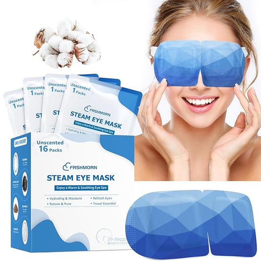 16 Packs Steam Eye Mask, Heated Eye Mask for Sleeping, Warm Compress for Eyes, Self Heating Disposal Steam Mask for Home Sleep, Office, Spa, Travel Essential Valentine's Day Gift (Unscented)