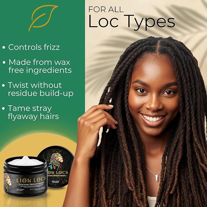 Beard Gains Lion Locs Hair Locking Dreads Moisturizer for Dreadlocks, Microlocs, Braids, Fauxlocs, Twistlocks, or Sisterlocks | - Large Container Residue and Build-Up Free (8oz)