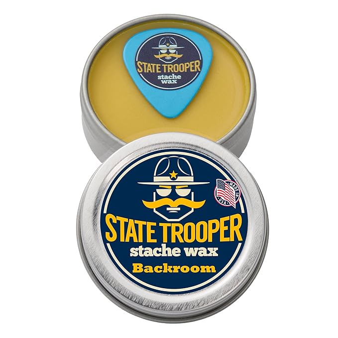 State Trooper Mustache Wax - Backroom (Tobacco Scent) - One Ounce Tin