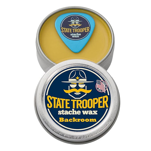 State Trooper Mustache Wax - Backroom (Tobacco Scent) - One Ounce Tin
