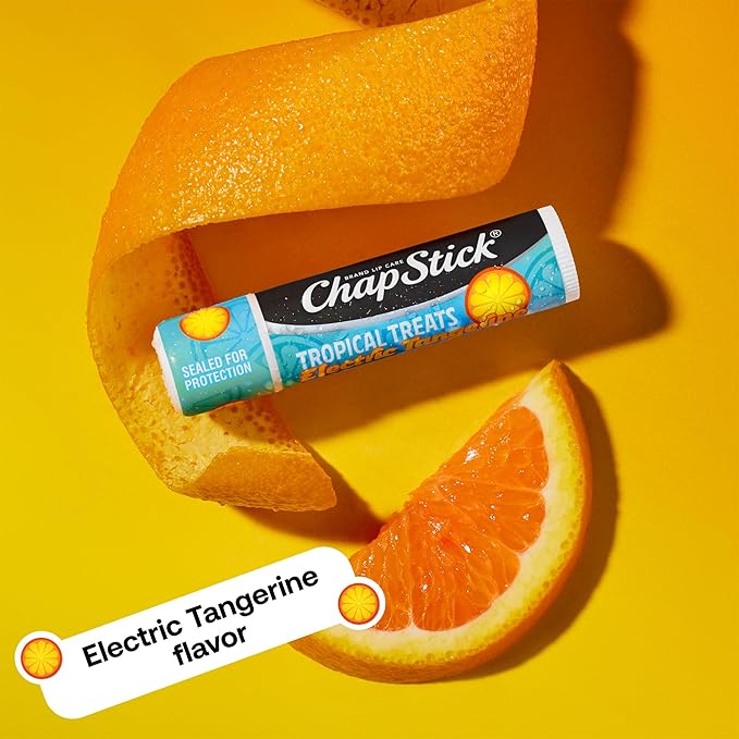 ChapStick Lip Care, Tropical Treats Collection (36 Sticks) – Electric Tangerine, Fizzy Grape & Zingy Watermelon, Bulk Lip Balm, 0.15 Oz Ea