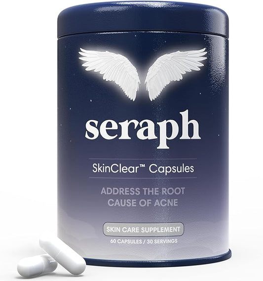 Seraph Acne Supplement - Hormonal Acne Pills Treatment - Pimple Supplements for Women - Skin Clear Capsules for Teen, Men, & Adults - Made in USA - 60 Tablets