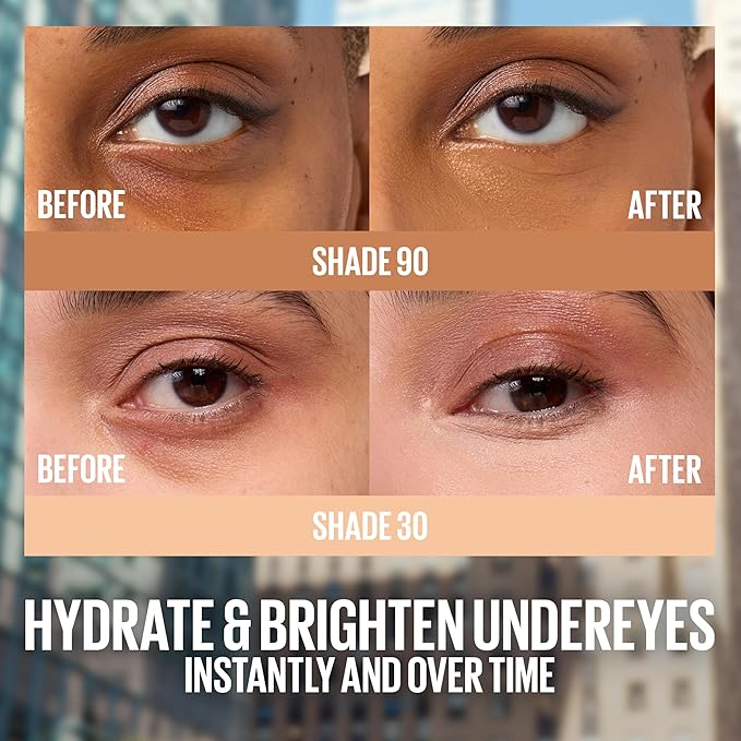 Maybelline Lifter Serum Concealer, Radiant Concealer with Full Coverage, Includes 2% Peptides + Caffeine to Hydrates & Brightens Under Eyes, 65, 1 Count