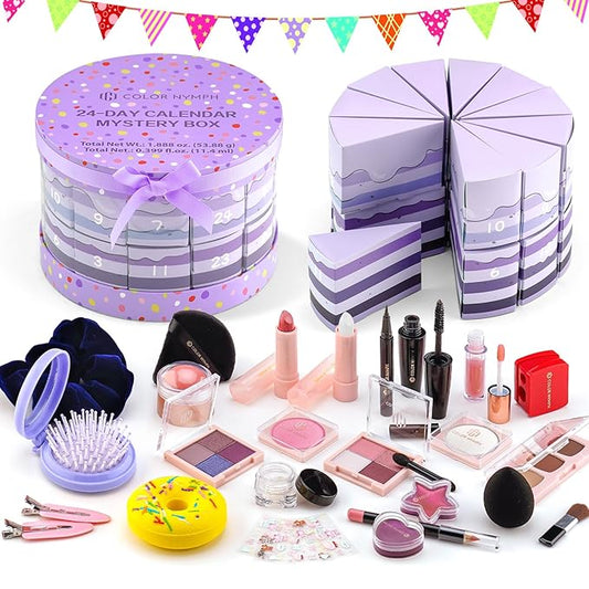 Color Nymph Makeup Advent Calendar 2025, 24 Days Advent Calendar Mystery Box for Christmas, Makeup Gift Sets - Xmas Beauty Countdown Calendar Cosmetics Kit for Women Girls Teens Daughters #Purple