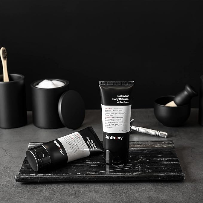 Anthony No Sweat Body Defenseand Shower Sheet Bundle – Anti-Chafing, Anti-Itch Cream-to-Powder – 3 Fl. Oz and 1 Shower Sheet, Protects Skin from Sweating