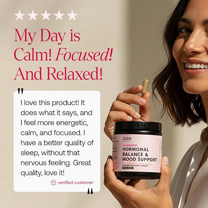 Ayurvedic Hormone Balance for Women | Mood, Energy, & Sleep Support | Cortisol Manager | Regulates Estrogen | Stress Relief | Ashwagandha, Rhodiola, & Shatavari | Made in USA | 60 Ct. - OSH Wellness