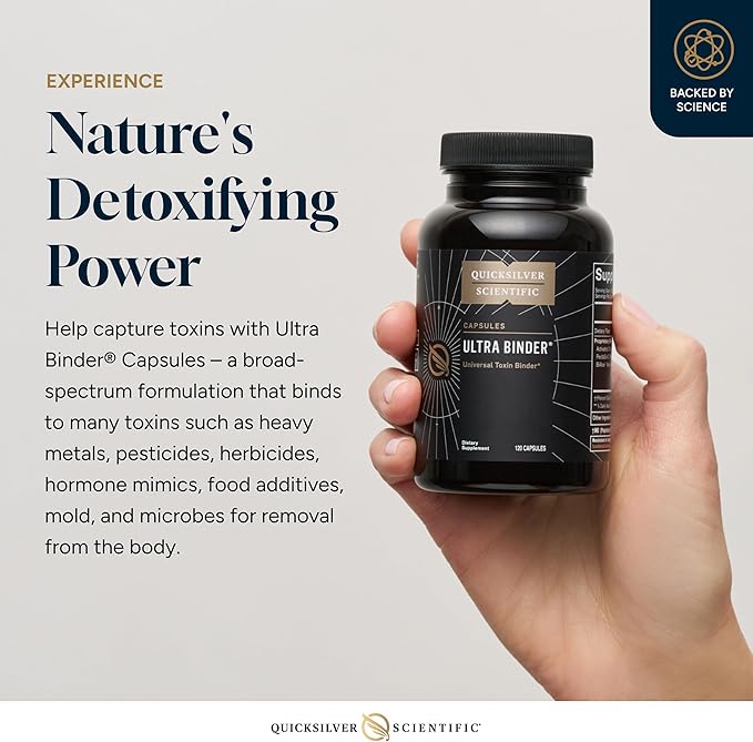 Quicksilver Scientific Ultra Binder - Multi Toxin Binder with Bentonite Clay Powder, Zeolite Detox & Charcoal - Supplement for Gut Support & The Body's Toxin Removal Process (120 Capsules)