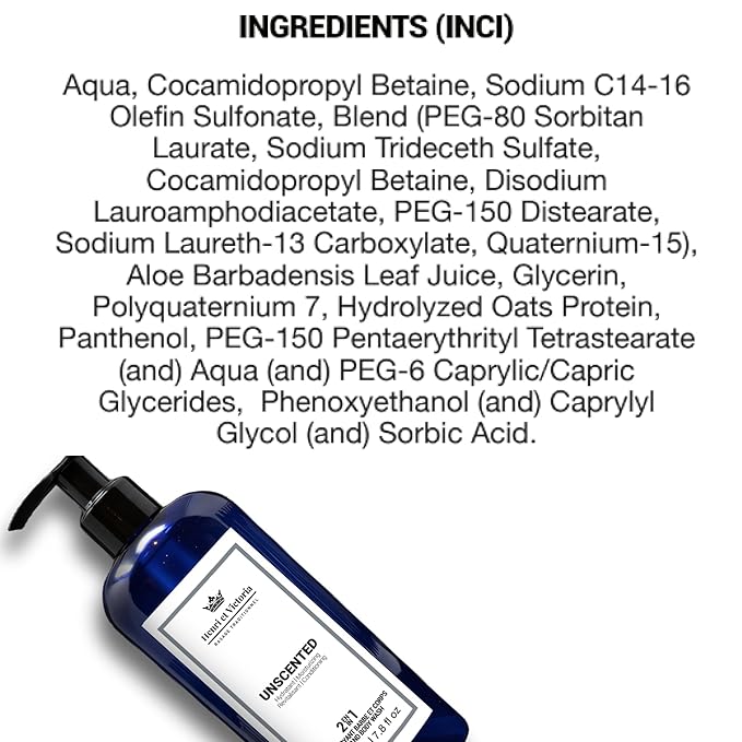 All in One Body and Beard Wash, Hair Shampoo & Body Wash - Enriched with Aloe Vera, Vitamin B5, Oat Proteins for Complete Beard & Body Care, Conditions, Hydrates & Softens Hair – Unscented 228 g (8oz)