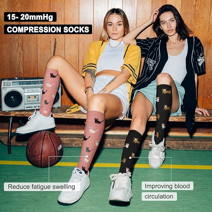 Iseasoo 4 Pairs Compression Socks for Women Circulation-Best Support for Nurses,Running,Athletic,Travel