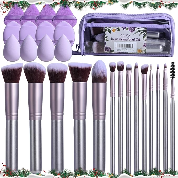 Oneleaf 26 Pcs Makeup Brushes Set – Premium Facial Cleaning & Makeup Brush Set with Foundation, Concealer, Blush, Eyeshadow Brushes plus Sponge and Wash Bag
