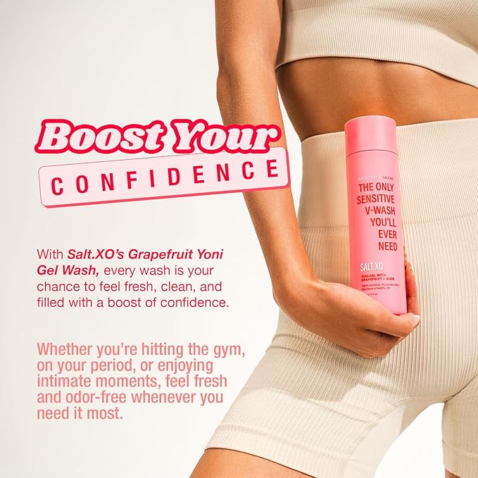 salt.xo Grapefruit Sensitive Yoni Gel Wash, Intimate Care Gel for Women, Intimate Care Gel for Women, pH Balance V Wash Cruelty-Free, Feminine Hygiene Products (8 Fl Oz)