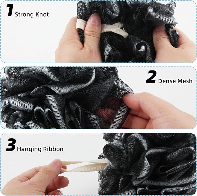 Chuya 4 Pack Bath Loofahs Sponge 70g,Shower Sponges Loofah Body Scrubber Balls for Body Cleaning Soft mesh