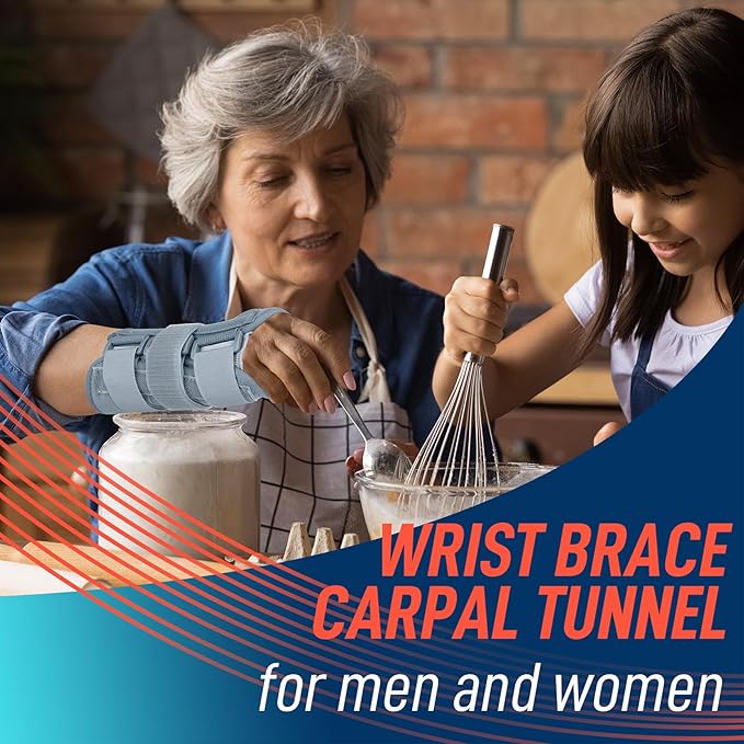 FEATOL Wrist Brace Carpal Tunnel for Women Men, Adjustable Night Sleep Support Brace with Splints Left Hand, Medium/Large