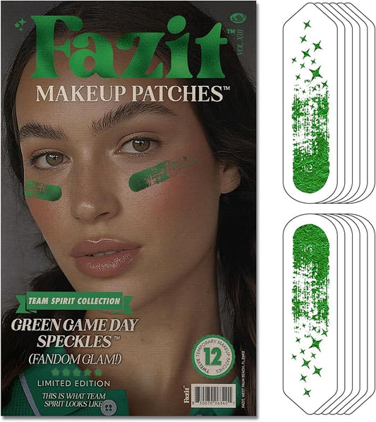 Fazit Makeup Patches - Green Game Day Speckles - Glow Up Make-Up Patches - Cute Glitter Makeup Accessories for Women - Cosmetic Glitter for Face