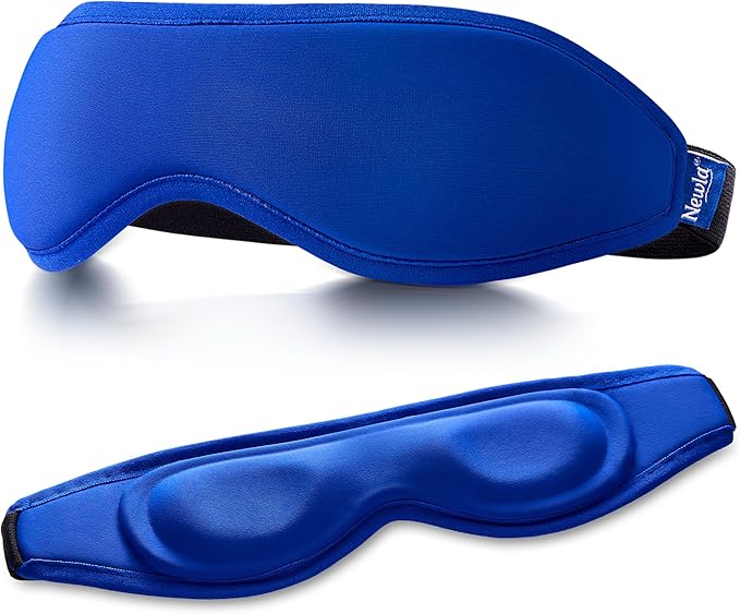 Contoured Cooling Gel Eye Mask: Snug Fit Cold Compress for Puffiness Migraines Dark Circles Sinus Eye Strain - Fits All Head Sizes - Daily Relaxation Beauty Care Travel (Blue)