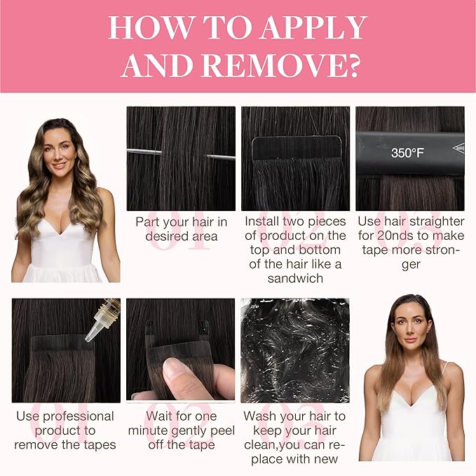 GOO GOO Tape in Hair Extensions Human Hair, 4/27/4 Balayage Chocolate Brown to Caramel Blonde, 22inch 30g 10pcs, Skin Weft Seamless Invisible, Silky Straight with Thick Ends, Remy Human Hair