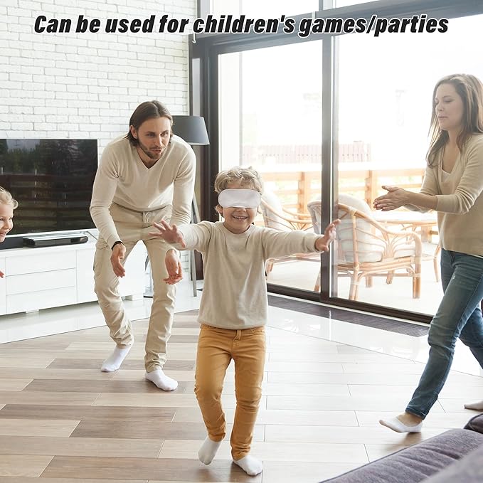 Aneco 50 Pieces Blindfold Sleep Mask Bulk Eye Mask Shade Cover with Nose Pad and Adjustable Strap for Travel Sleep Game Party Supplies, White