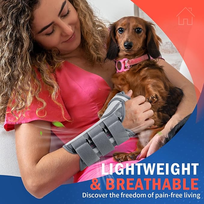 FEATOL Carpal Tunnel Wrist Brace Night Support, Thumb Spica Splint Left Hand for De Quervains Tenosynovitis, Tendonitis, Wrist Brace With Thumb Support-Large/XLarge-Women & Men, Pink