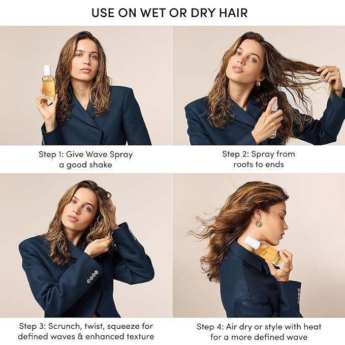 OUAI Wave Spray - Texture Spray for Hair with Coconut Oil & Rice Protein - Adds Texture, Volume & Shine for Beach Waves - Paraben Free, Safe for Color & Keratin-Treated Hair (6 fl oz) (Pack of 2)