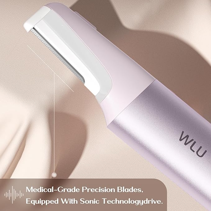 WLU Dermaplane Razor for Women Face with 10 Replaceable Blades, Dermaplaning Tool for Face to Remove Facial Hair & Peach Fuzz, Sonic Dermaplaning Tool for Women, Dermaplane Razor(Purple)