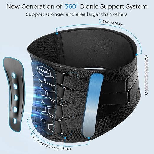 FREETOO Back Brace for Lower Back Pain Relief with Pulley System,Lumbar Support Belt for Men & Women with Lumbar Pad, Ergonomic Design and Soft Breathable 3D Knit Material,for Herniated Disc,Sciatica