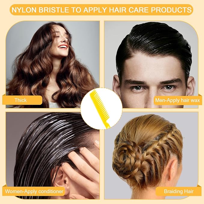 SIMPOR 3 Row Hair Comb for Natural Detangling Curly, Hair Styling Brush, Nylon Bristle Unbraider Teasing Rat Tail Comb for Women Men Yellow