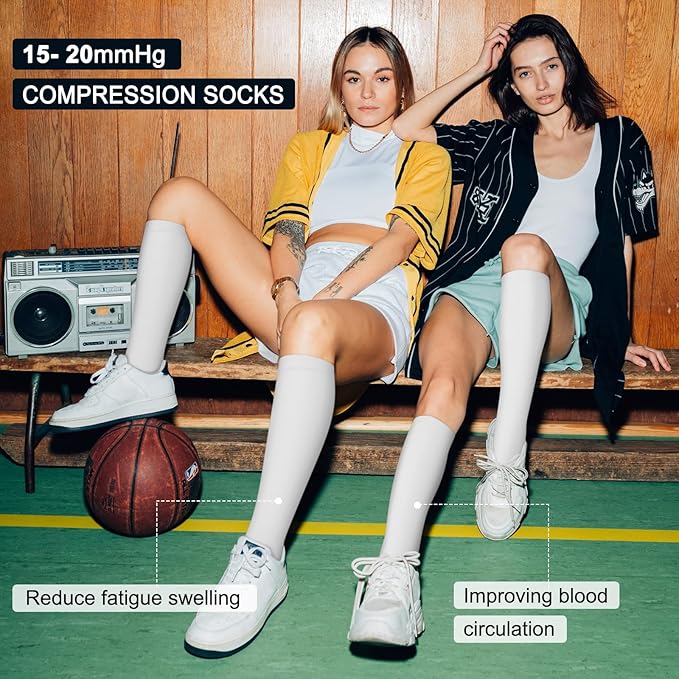 Iseasoo 4 Pairs Compression Socks for Women Circulation-Best Support for Nurses,Running,Athletic,Travel