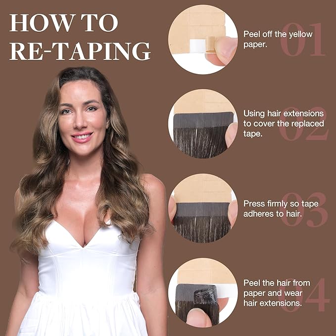 GOO GOO Tape in Hair Extensions Human Hair, 4/26/4 Balayage Chocolate Brown to Honey Blonde, 16inch 50g 20pcs, Skin Weft Seamless Invisible, Silky Straight with Thick Ends, Remy Human Hair