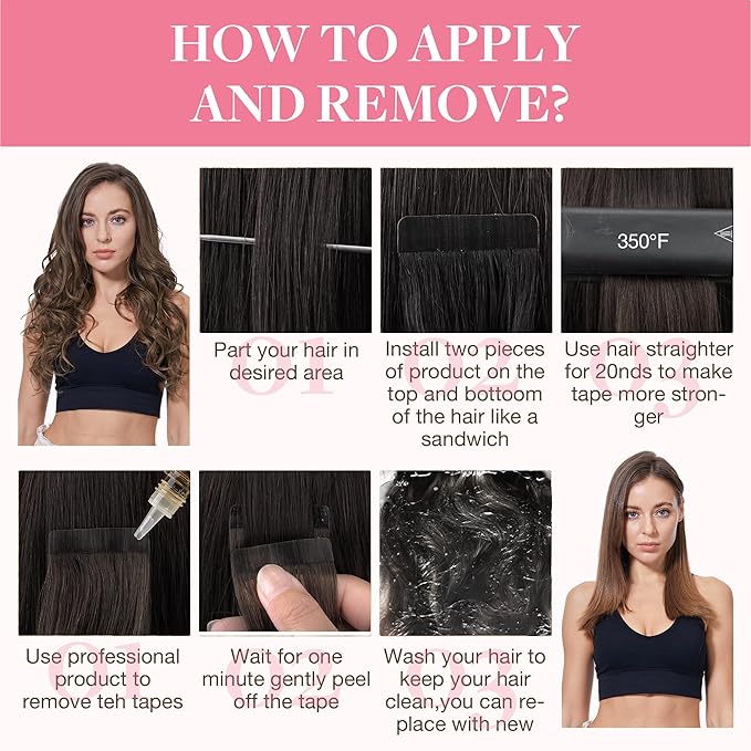 GOO GOO Tape in Hair Extensions Human Hair, 5 Light Ash Brown, 14inch 50g 20pcs, Skin Weft Seamless Invisible, Silky Straight with Thick Ends, Remy Human Hair