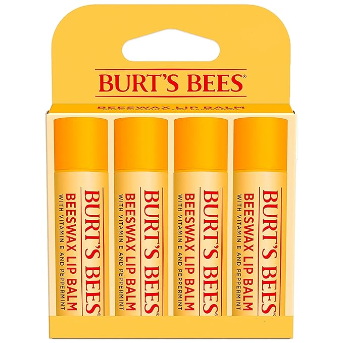 Burt's Bees Lip Balm - Original Beeswax, Lip Moisturizer With Responsibly Sourced Beeswax, Tint-Free, Natural Origin Conditioning Treatment, 4 Tubes, 0.15 oz.