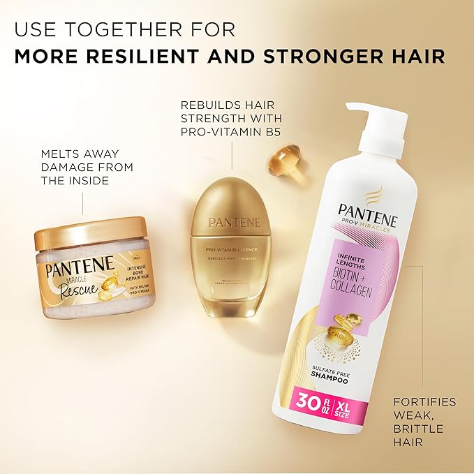 Pantene Miracle Rescue Hair Mask, Intensive Bond Repair with Pro-V Pearls, Melts Away Damage, Builds Bonds, Strengthens Against Damage, Deep Conditioning for Dry Damaged Hair, 10.1 fl oz(Pack of 12)