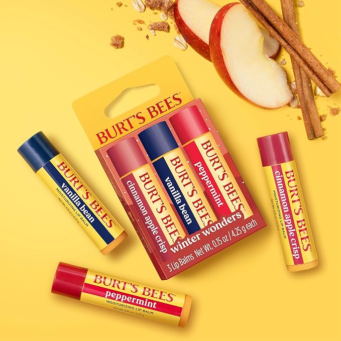 Burt's Bees Winter Wonders Lip Balm Set, Natural Origin Lip Care, 3 Tubes, 0.15 oz.