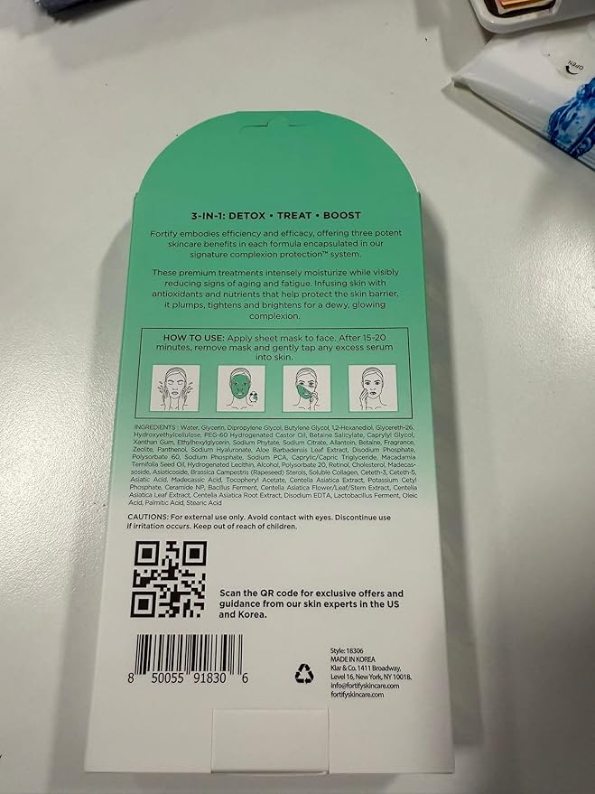 Face Mask with Retinol and Collagen - Dermatologist Tested, Anti Aging - Firming & Barrier Protecting - 3-in-1: Detox - Treat- Boost - Clean Beauty, Korean Skin Care, 10 Sheet Masks