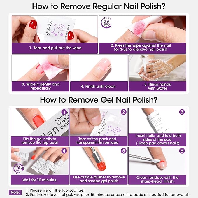 Gellen Gel Polish Remover Pad Kit, Acetone Polish Remover Pads & Alcohol Pads Cleanser Wipes, 400 Pack Travel Kit Professional Individually Wrapped Quick Easy with Glycerin Moisturizing